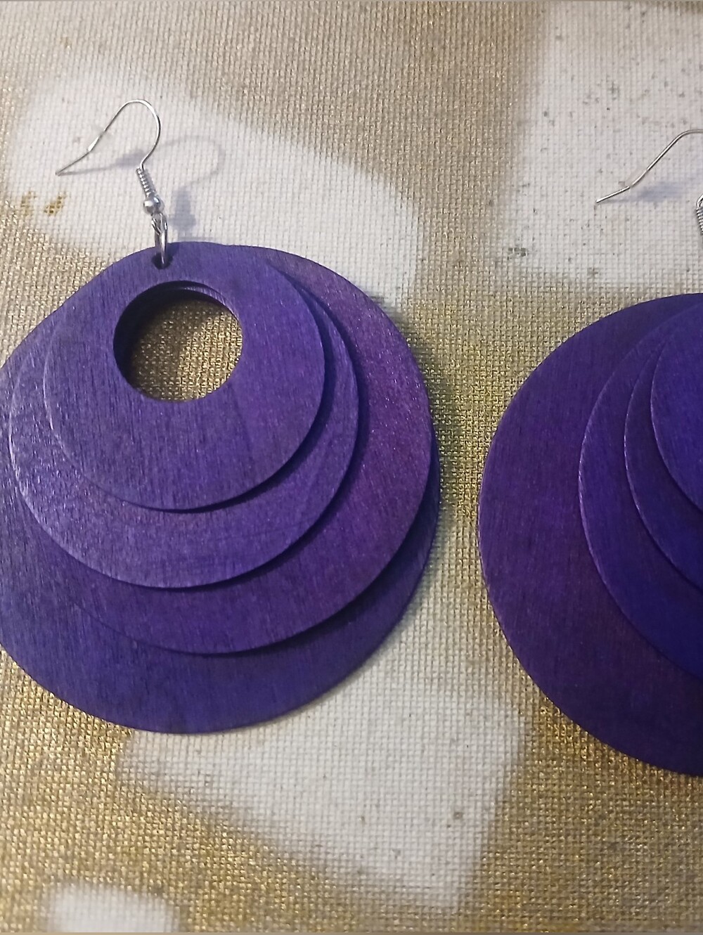 Purple Layered Circle Drop Earrings - Women Jewelry